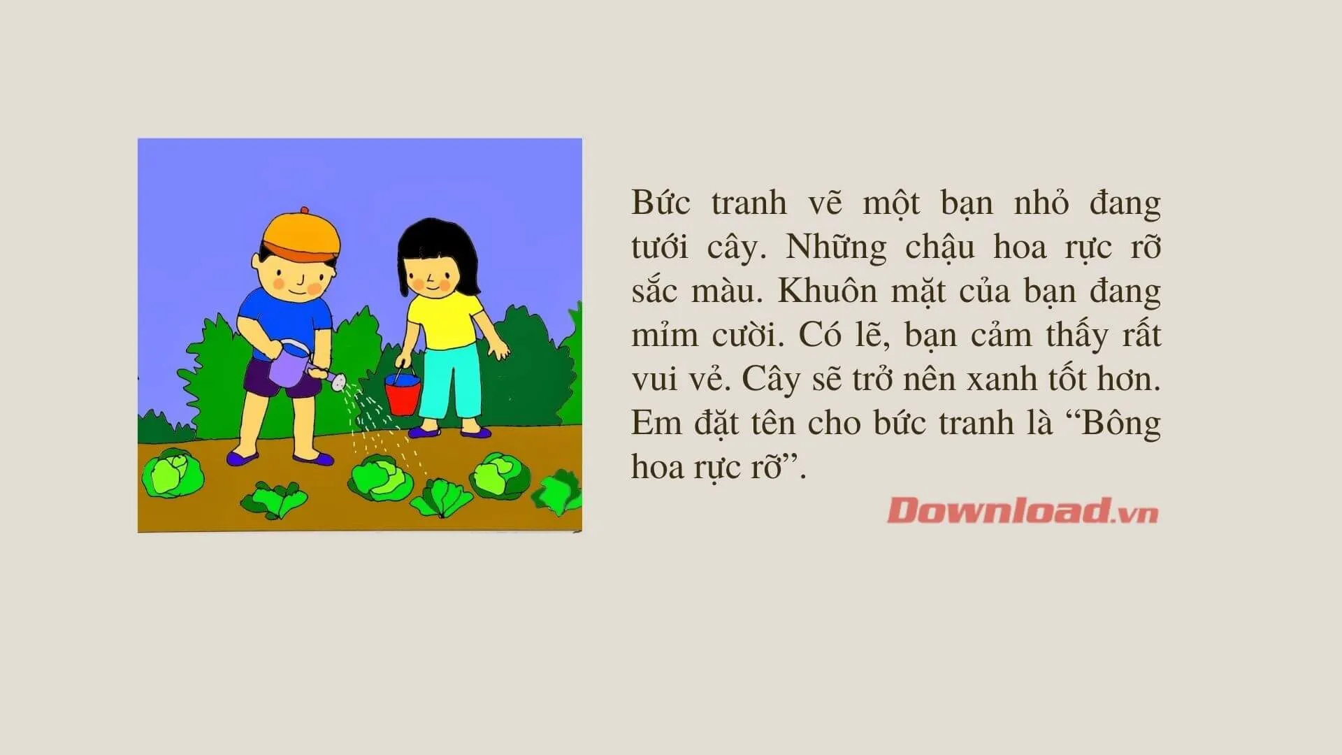 Tập làm văn lớp 2: Viết 4 – 5 câu về hoạt động của các bạn nhỏ trong bức tranh mà em thích