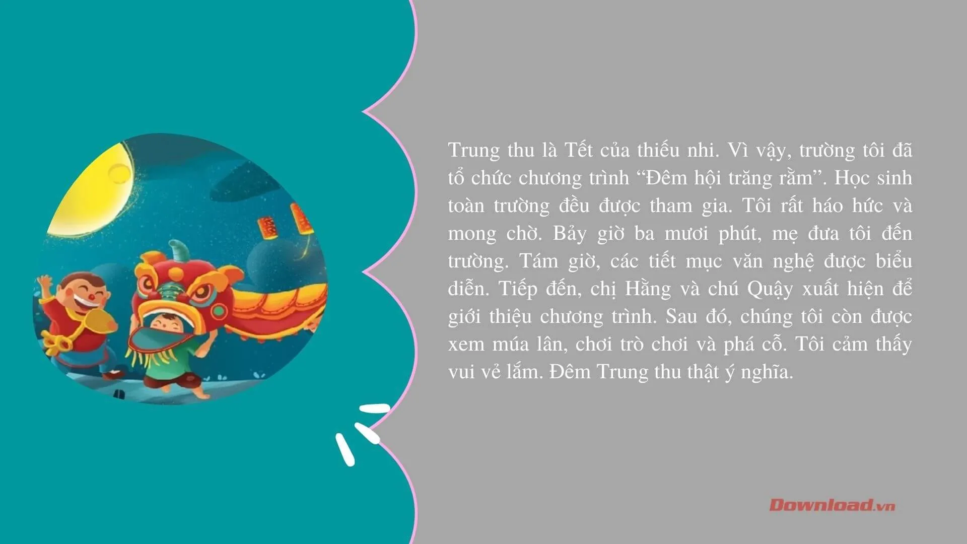 Tập làm văn lớp 2: Viết 4 – 5 câu về tình cảm của em khi được tham gia một ngày hội ở trường