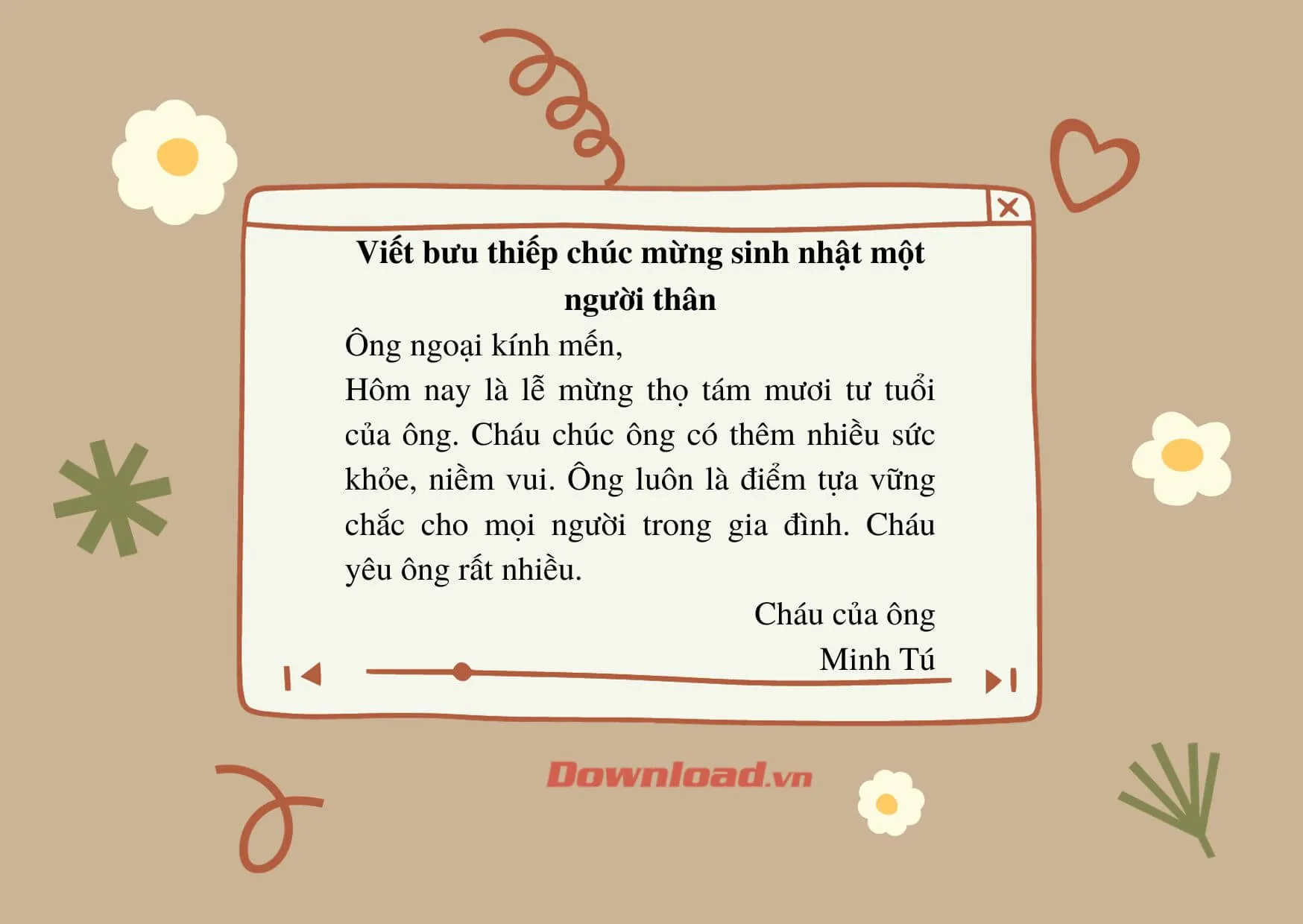 Tập làm văn lớp 2: Viết bưu thiếp chúc mừng sinh nhật một người thân (18 mẫu)