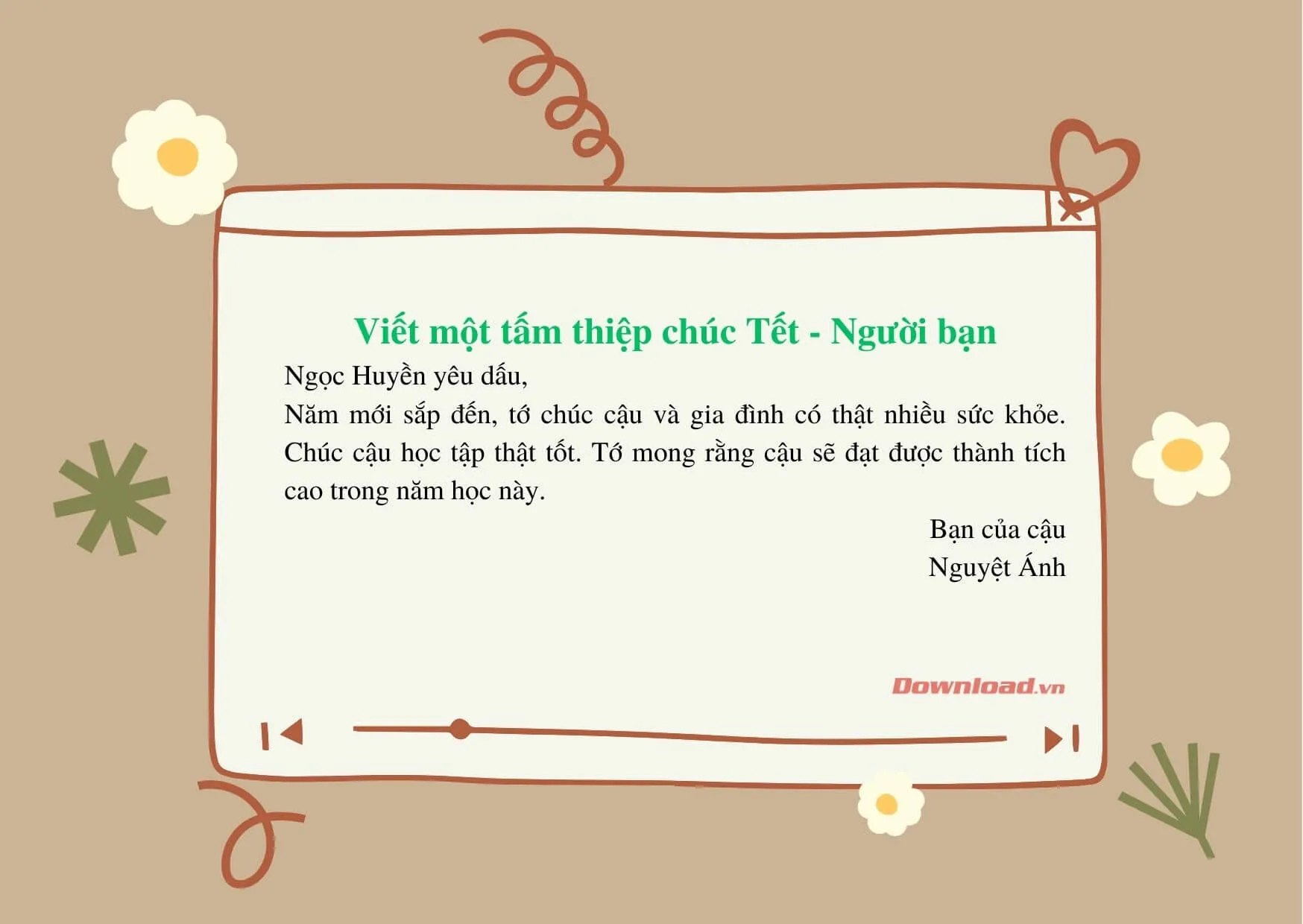 Tập làm văn lớp 2: Viết một tấm thiệp chúc Tết gửi cho một người bạn hoặc người thân ở xa