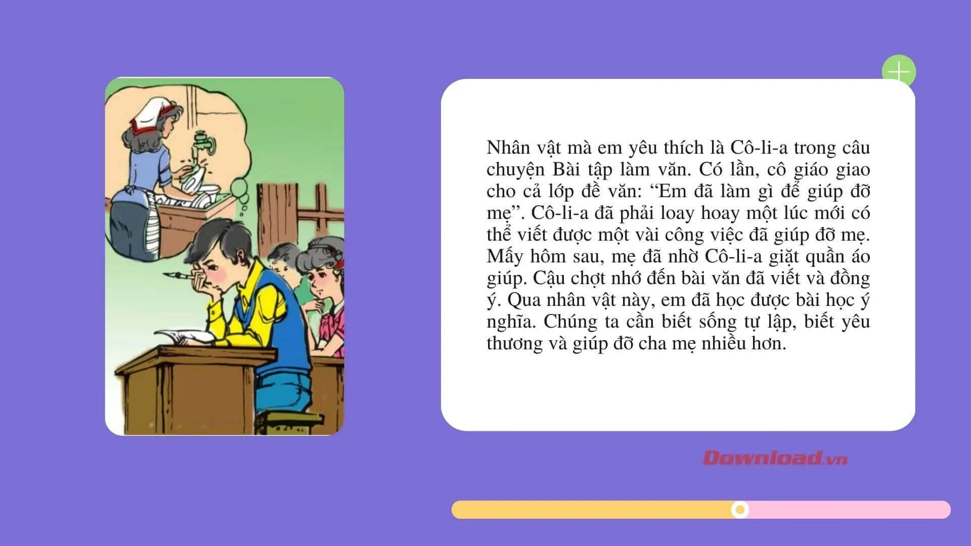 Tập làm văn lớp 3: Đoạn văn cho biết em yêu thích nhân vật nào trong một câu chuyện (bộ phim)