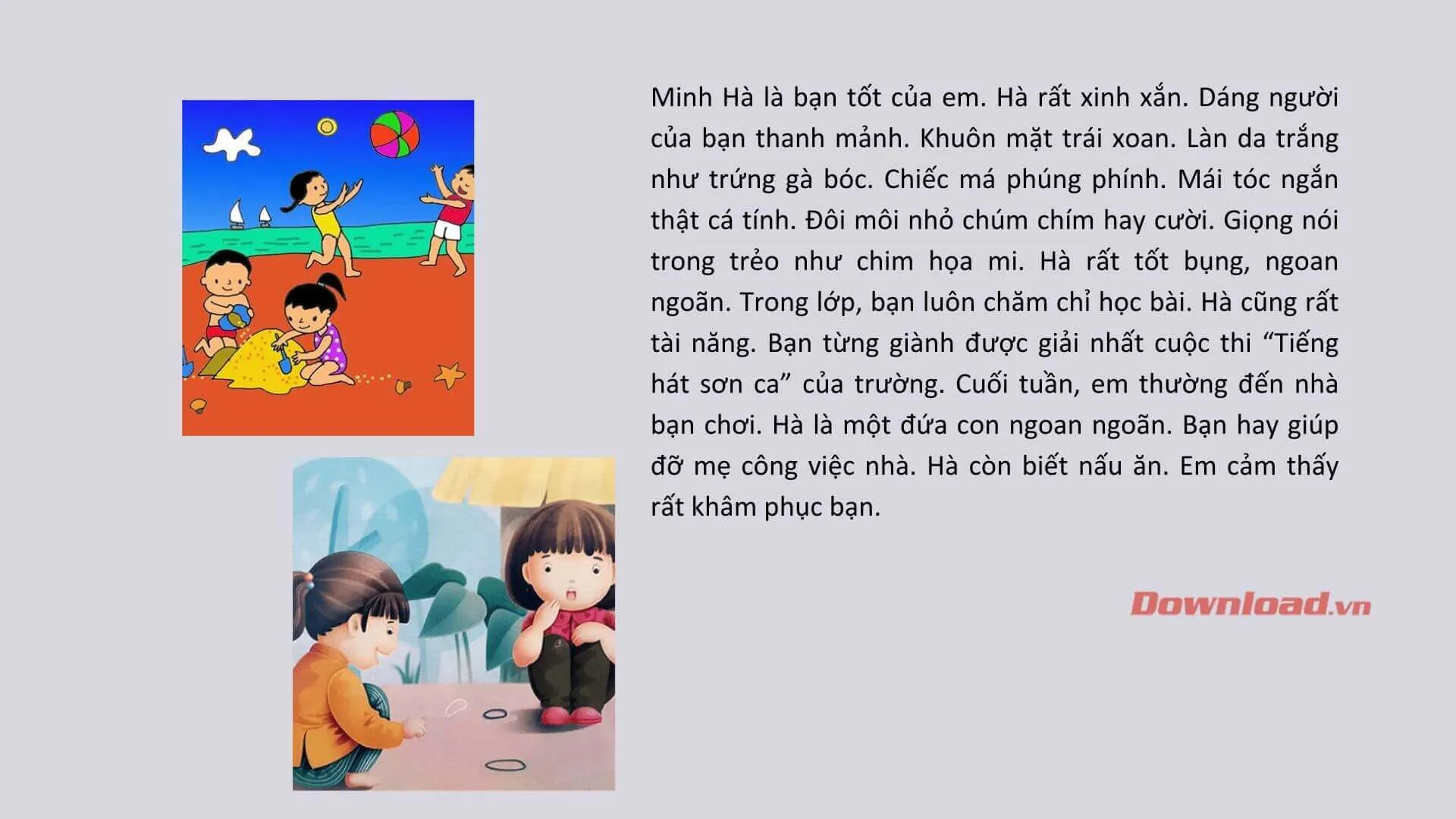 Tập làm văn lớp 3: Đoạn văn giới thiệu về một người bạn của em