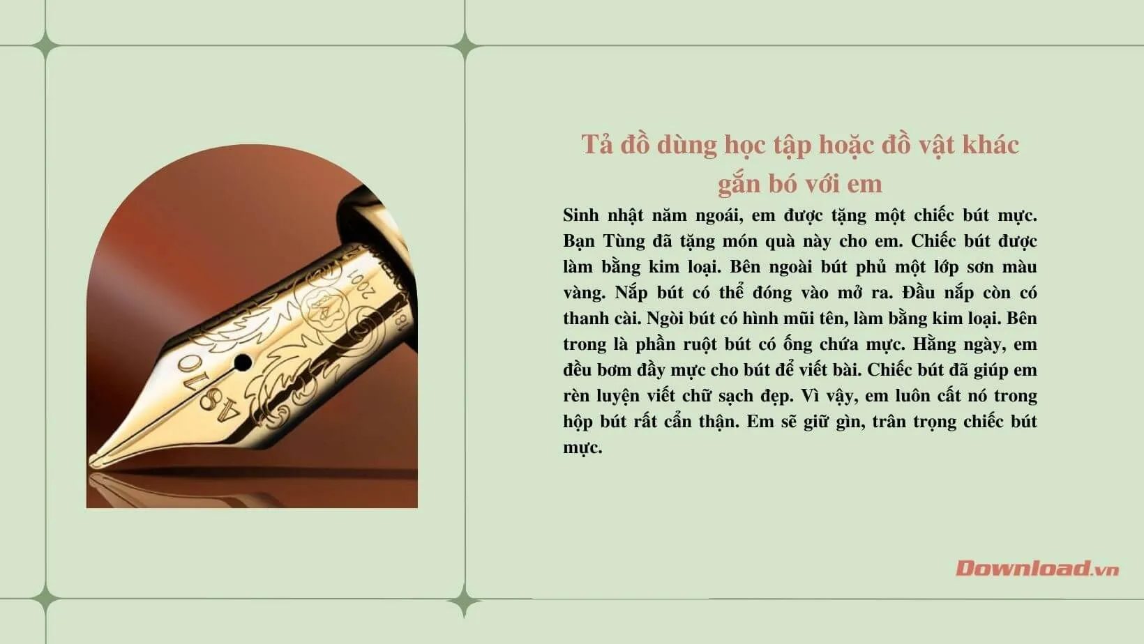 Tập làm văn lớp 3: Đoạn văn tả một đồ dùng học tập hoặc đồ vật khác gắn bó với em