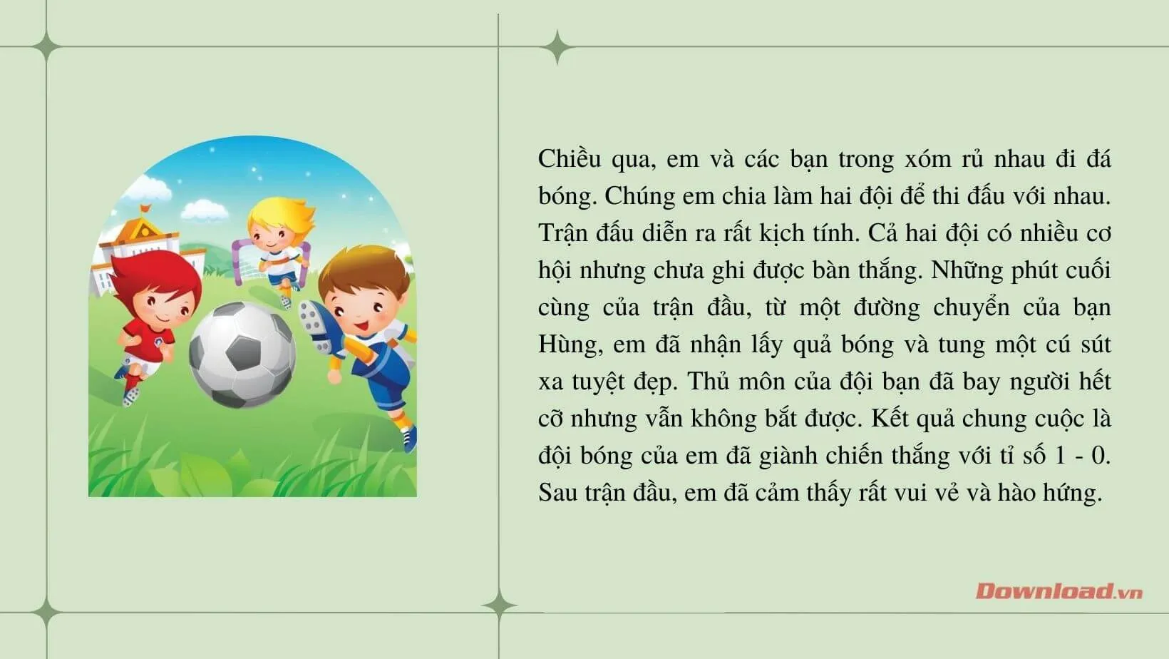 Tập làm văn lớp 3: Kể lại một trận thi đấu bóng đá mà em có dịp xem