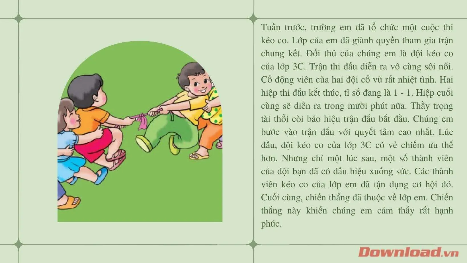 Tập làm văn lớp 3: Kể lại một trận thi đấu thể thao mà em có dịp xem