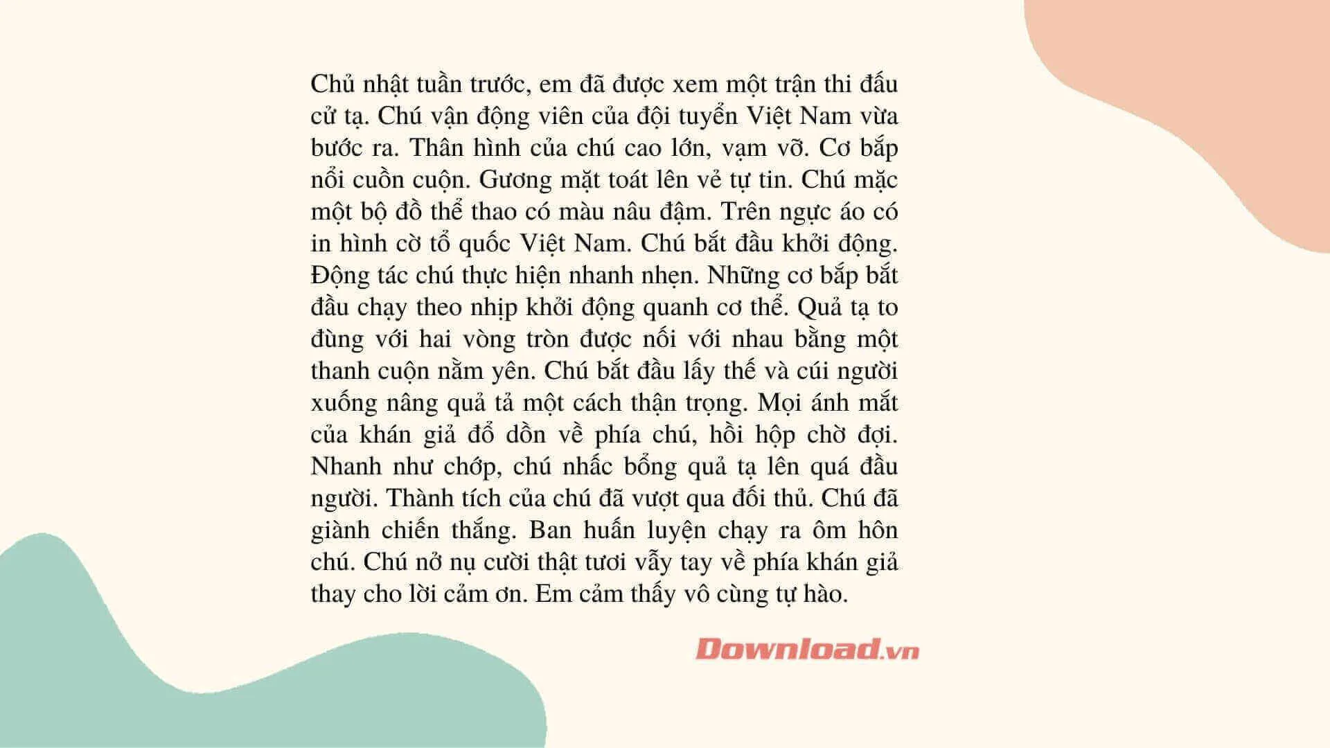 Tập làm văn lớp 3: Kể lại một trận thi đấu thể thao mà em có dịp xem