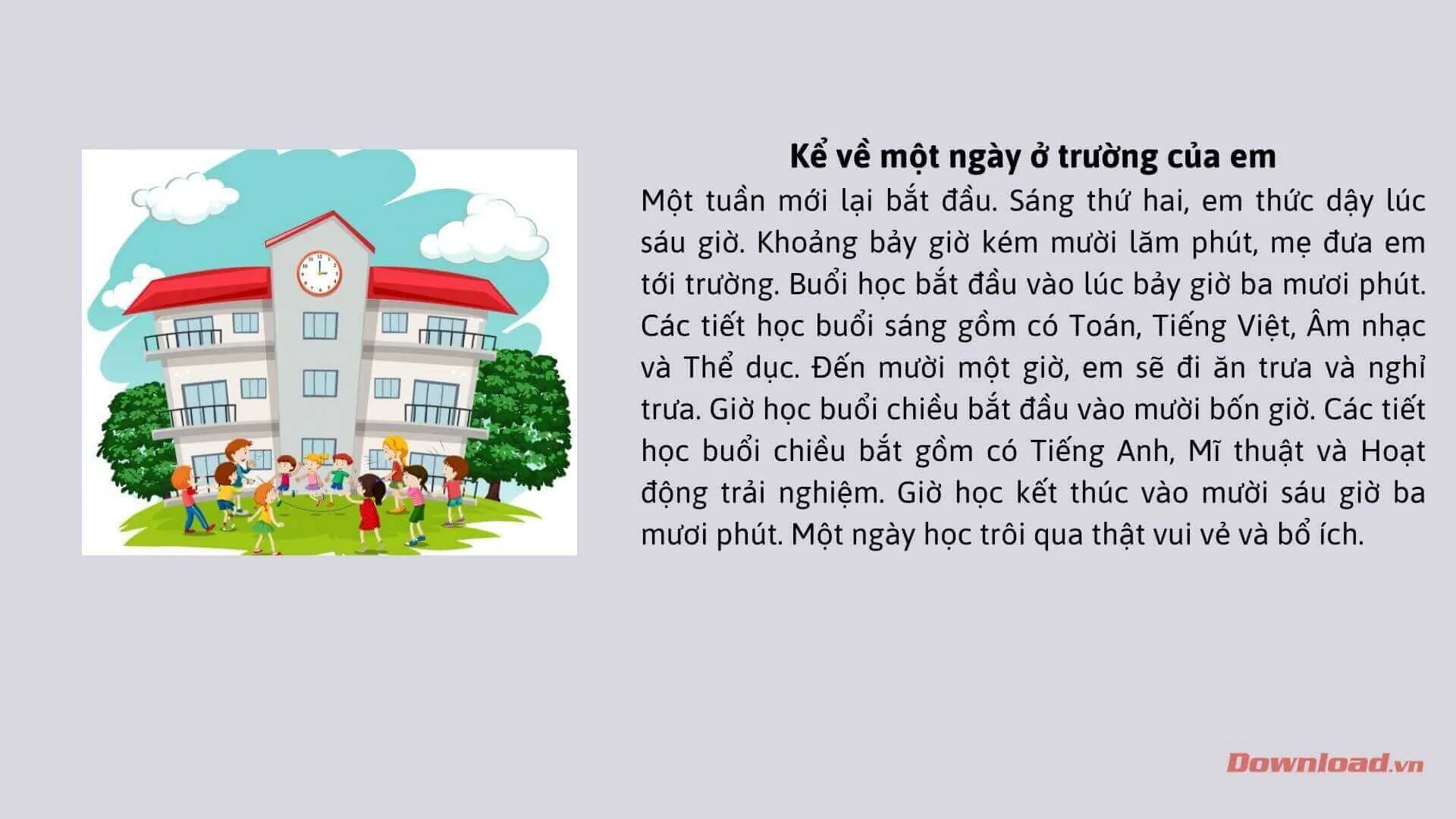 Tập làm văn lớp 3: Viết đoạn văn kể về một ngày ở trường của em (11 mẫu)