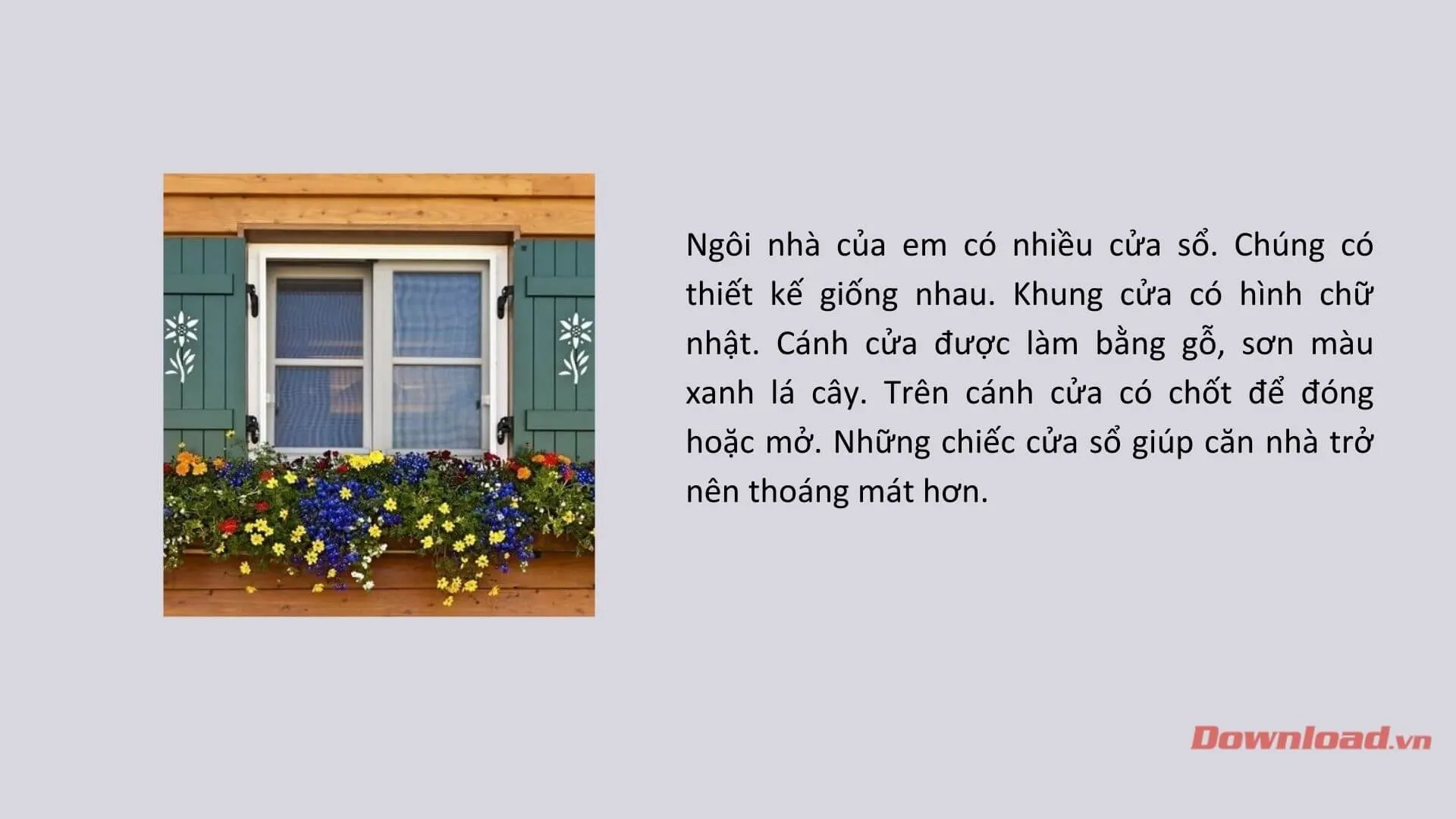 Tập làm văn lớp 3: Viết đoạn văn tả chiếc cửa sổ nhà em (12 mẫu)