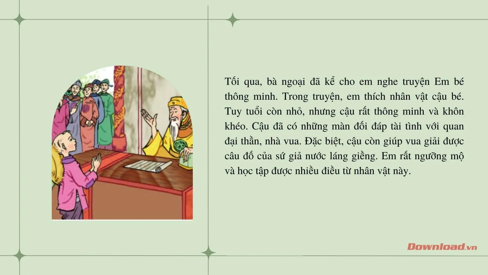 Tập làm văn lớp 3: Viết đoạn văn về một nhân vật yêu thích trong câu chuyện em đã được nghe kể