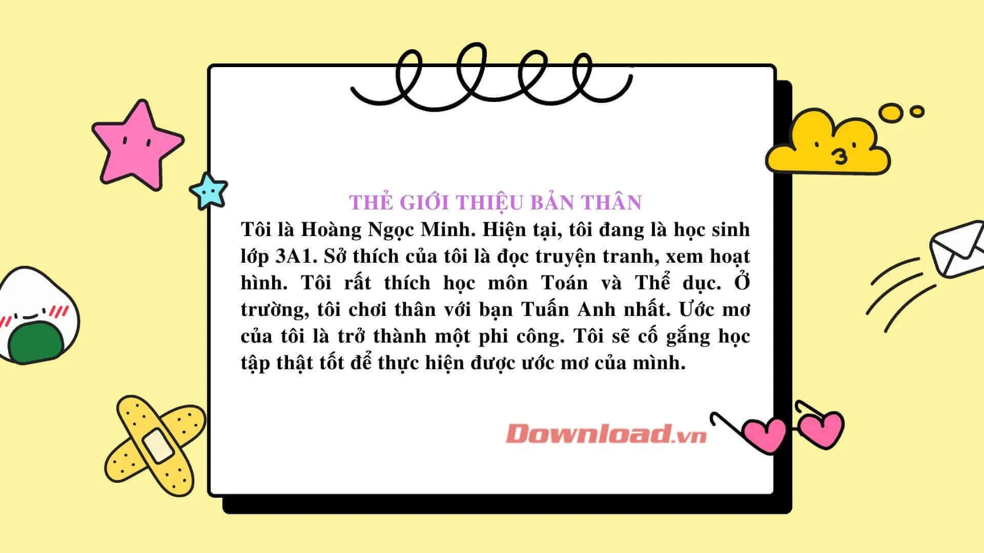 Tập làm văn lớp 3: Viết một đoạn văn giới thiệu bản thân vào một tấm thẻ rồi trang trí thật đẹp