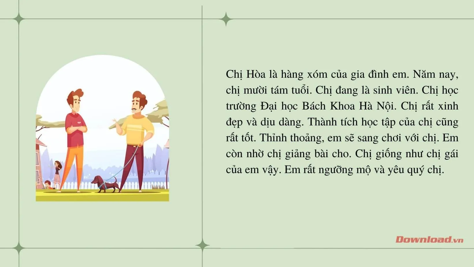 Tập làm văn lớp 3: Viết một đoạn văn ngắn về một người hàng xóm mà em quý mến