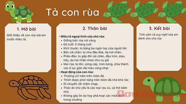 Tập làm văn lớp 4: Tả con rùa mà em đã từng nhìn thấy (Sơ đồ tư duy)