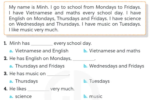 Tiếng Anh lớp 4 Unit 7: Lesson 3