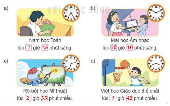 Toán 3 Bài 66: Xem đồng hồ. Tháng – năm