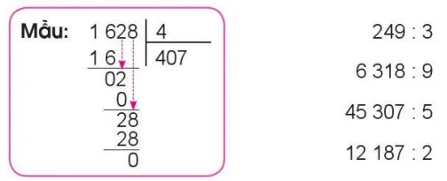 Toán 3: Chia cho số có một chữ số trong phạm vi 100 000 (tiếp theo)