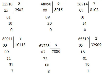 Toán 3: Chia số có năm chữ số với số có một chữ số