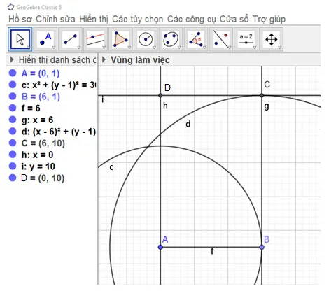 Toán 8 Vẽ hình đơn giản với phần mềm GeoGebra