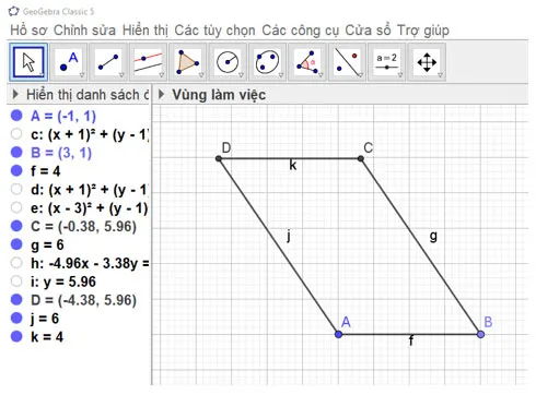 Toán 8 Vẽ hình đơn giản với phần mềm GeoGebra