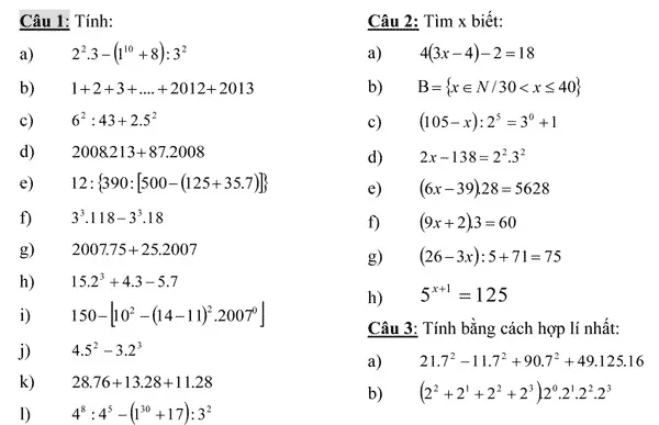 Tổng hợp bài tập học hè môn Toán lớp 6