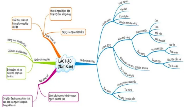 Văn mẫu lớp 8: Phân tích truyện ngắn Lão Hạc của Nam Cao (Sơ đồ tư duy)