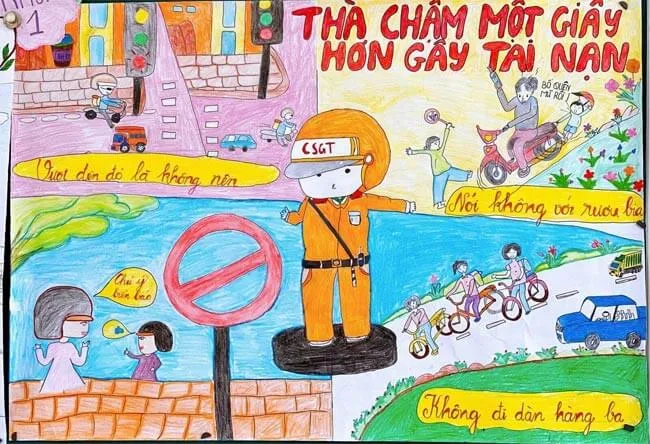 Vẽ tranh tuyên truyền về ảnh hưởng của tốc độ trong an toàn giao thông