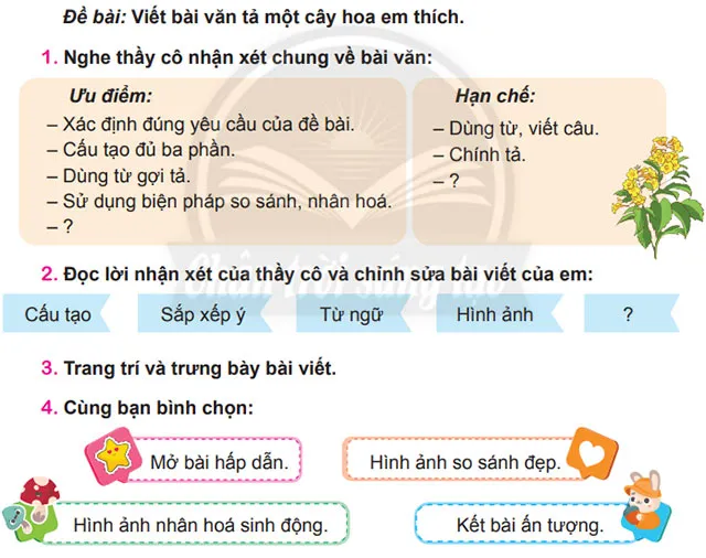 Viết: Trả bài văn miêu tả cây cối – Tiếng Việt 4 Chân trời sáng tạo