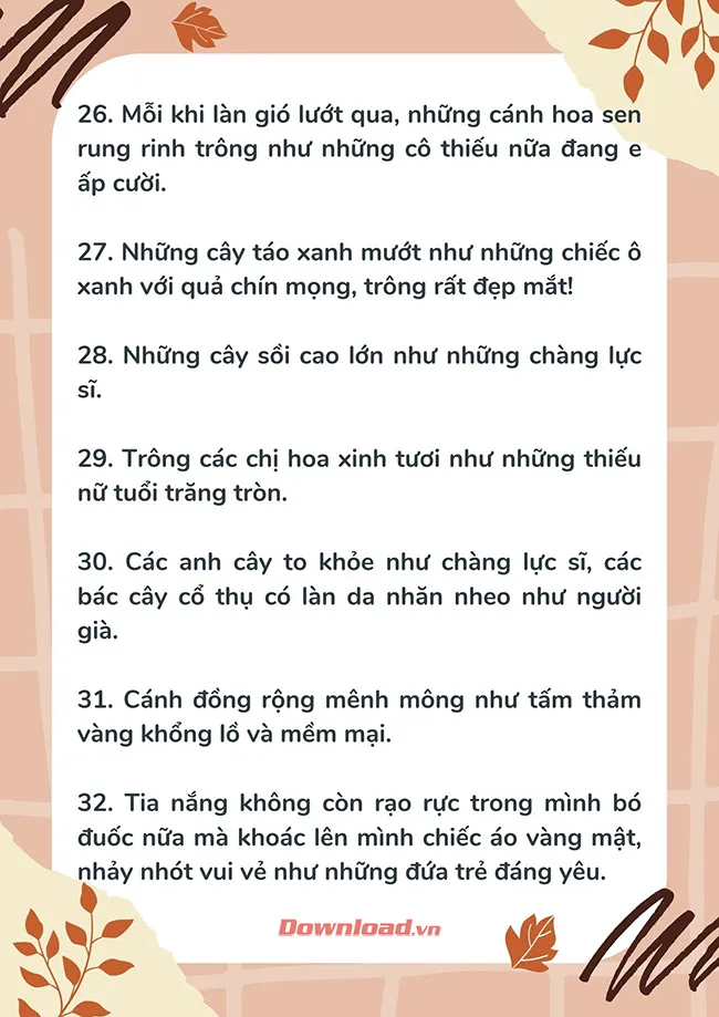 100 câu so sánh văn miêu tả Hay, độc đáo