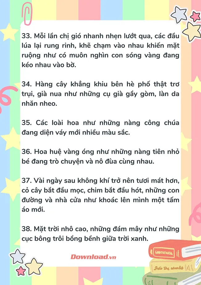 100 câu so sánh văn miêu tả Hay, độc đáo