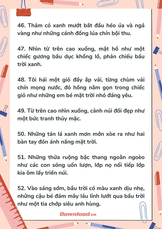 100 câu so sánh văn miêu tả Hay, độc đáo