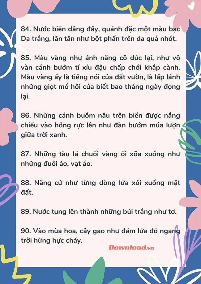 100 câu so sánh văn miêu tả Hay, độc đáo