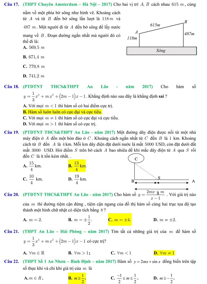 572 câu trắc nghiệm chuyên đề Hàm số nâng cao (Có đáp án)