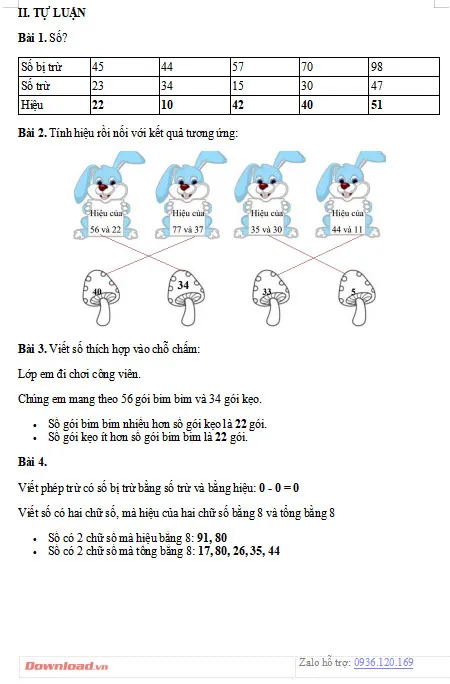 Bài tập cuối tuần lớp 2 môn Toán Chân trời sáng tạo Học kì 1