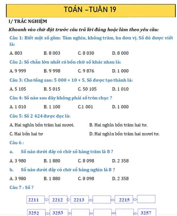 Bài tập cuối tuần lớp 3 môn Toán Kết nối tri thức Học kì 2