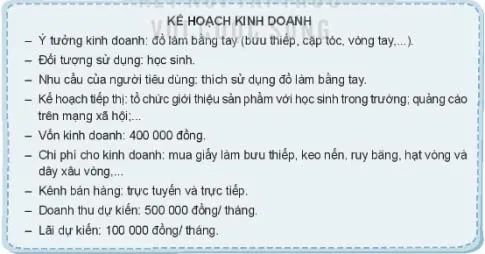 Hoạt động trải nghiệm 8: Nhà kinh doanh nhỏ