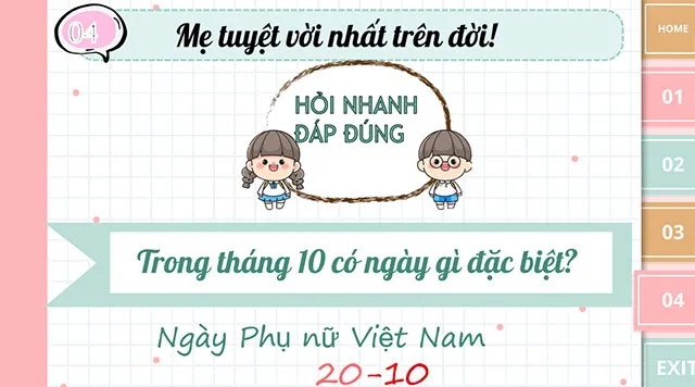 Mẫu PowerPoint sinh hoạt lớp ngày 20/10