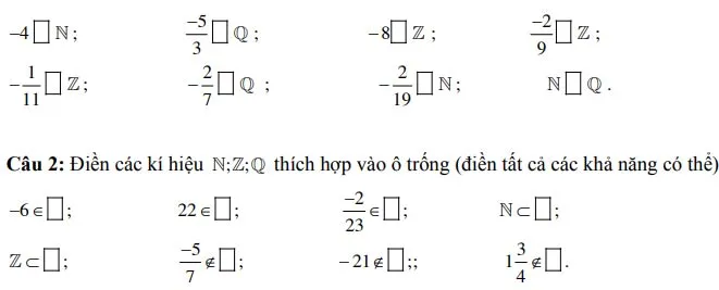 Tập hợp Q các số hữu tỉ