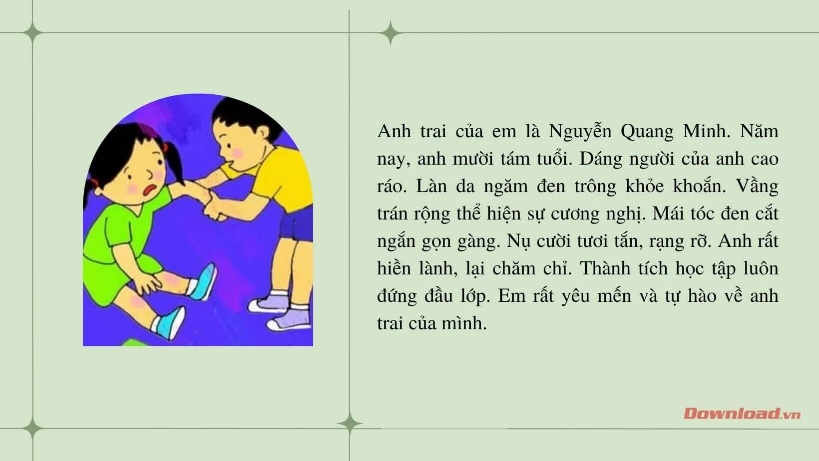 Tập làm văn lớp 2: Tả anh trai yêu quý của em