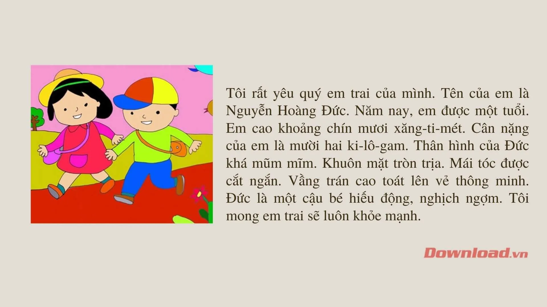 Tập làm văn lớp 2: Tả em trai yêu quý của em (22 mẫu)