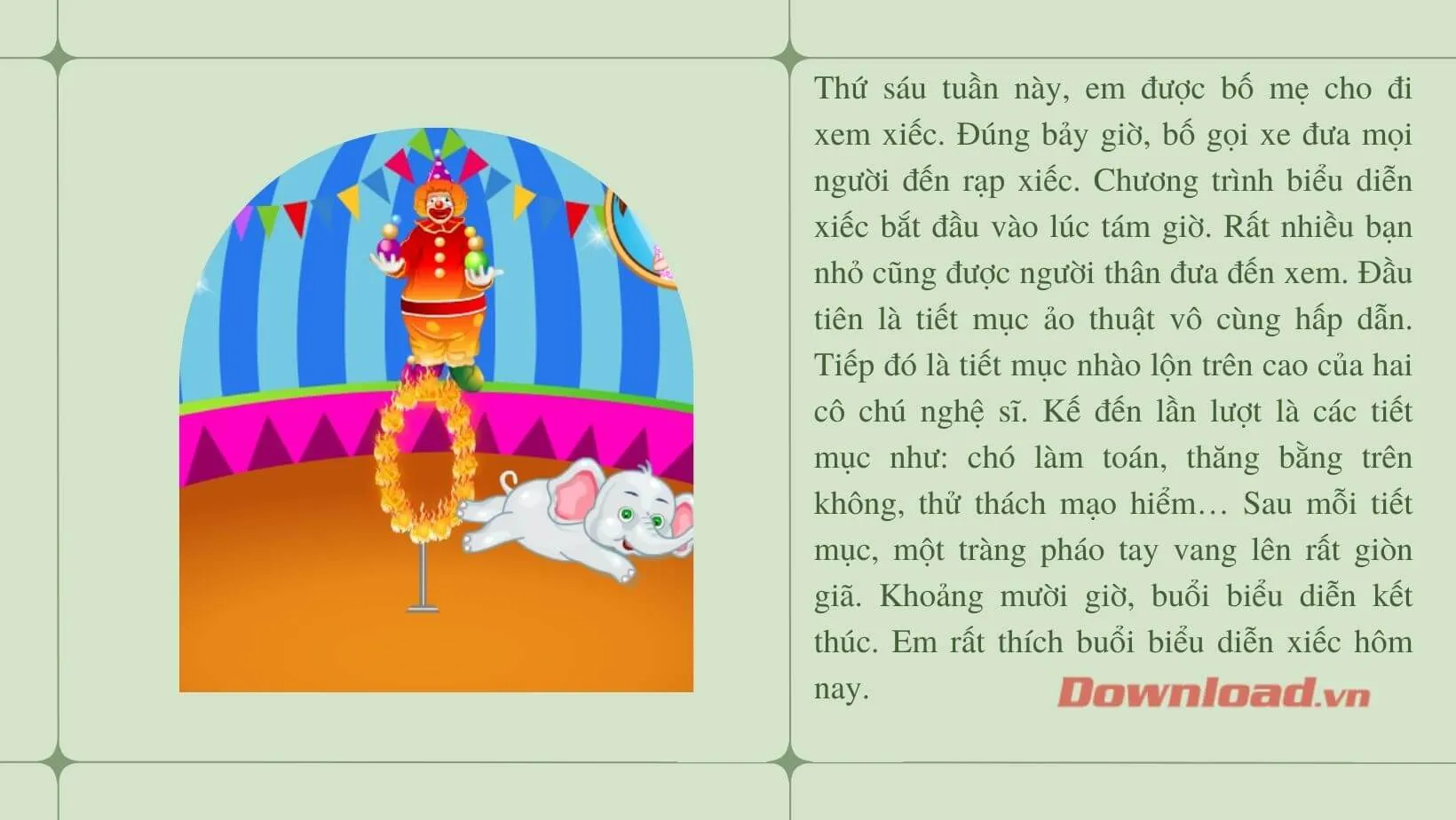 Tập làm văn lớp 3: Kể về một buổi đi xem biểu diễn xiếc (24 mẫu)