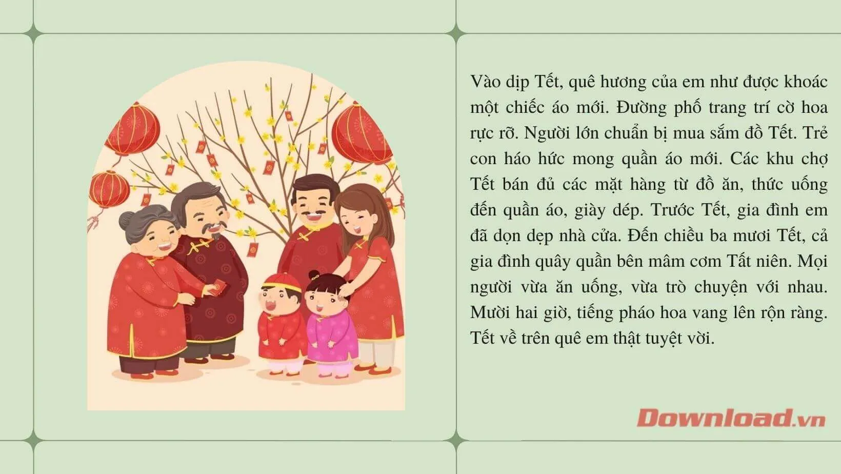 Tập làm văn lớp 3: Kể về ngày tết ở quê em (31 mẫu)