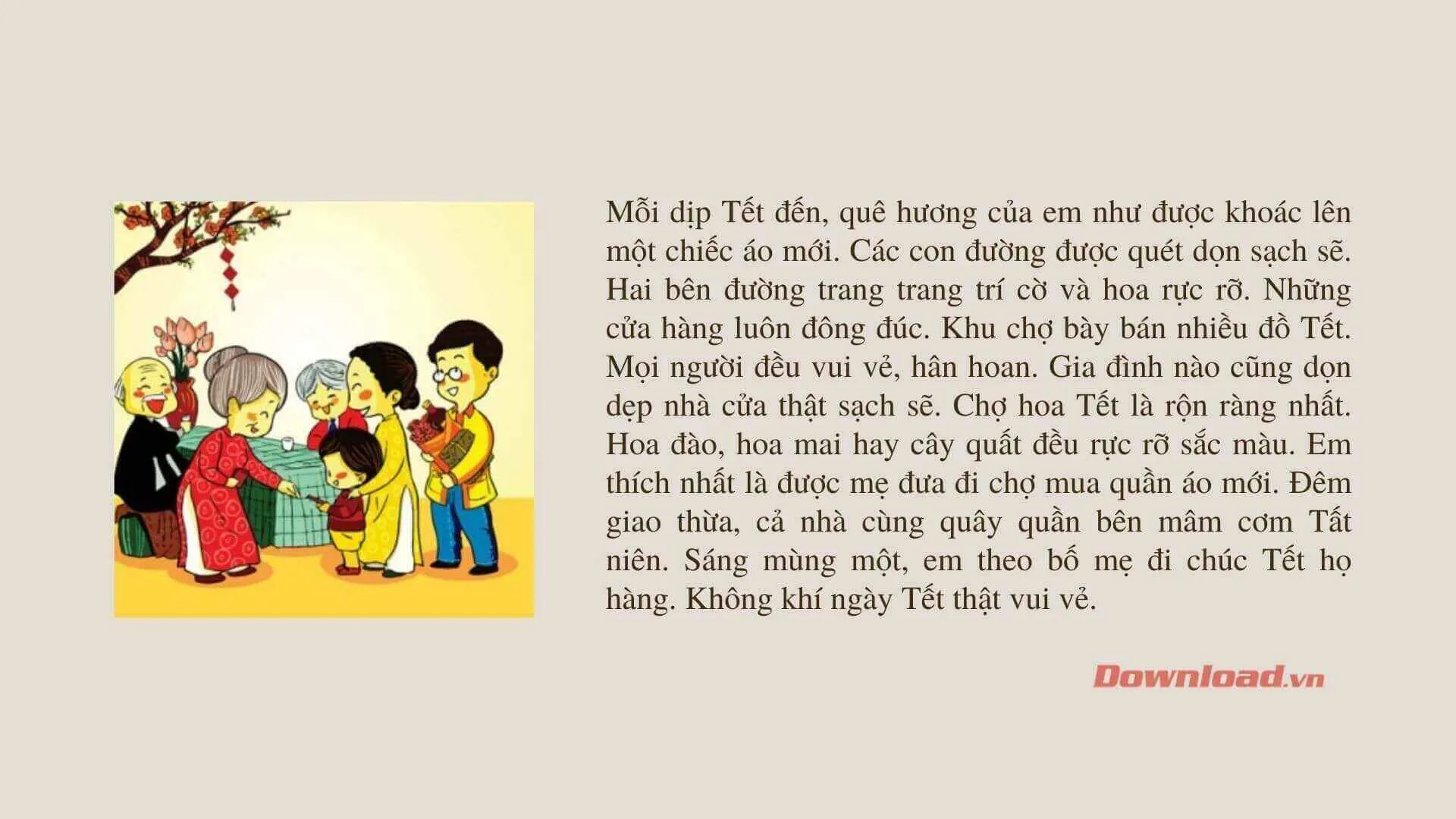 Tập làm văn lớp 3: Kể về ngày tết ở quê em (31 mẫu)