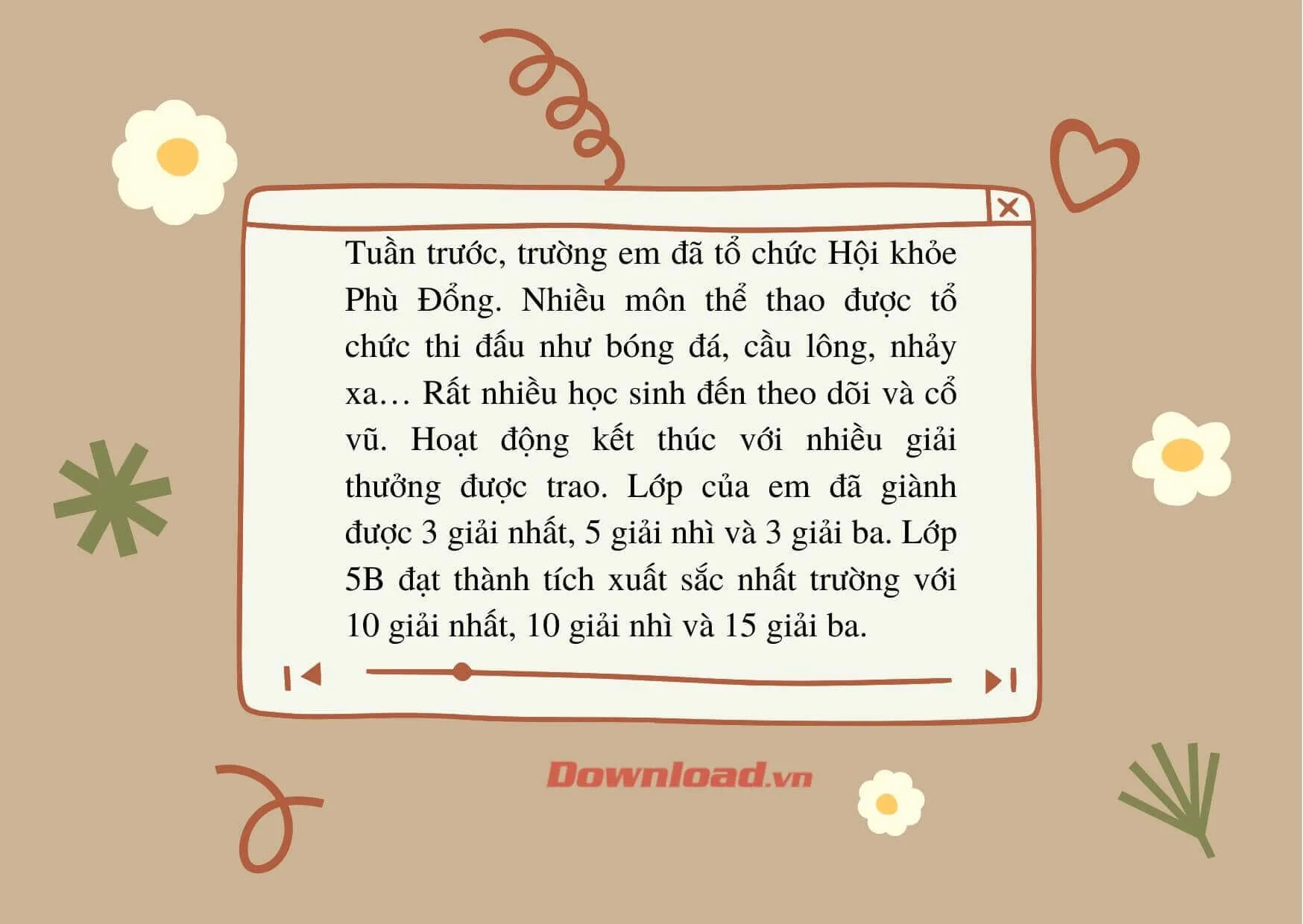 Tập làm văn lớp 3: Viết bản tin về một buổi thi đấu thể thao mà em được xem