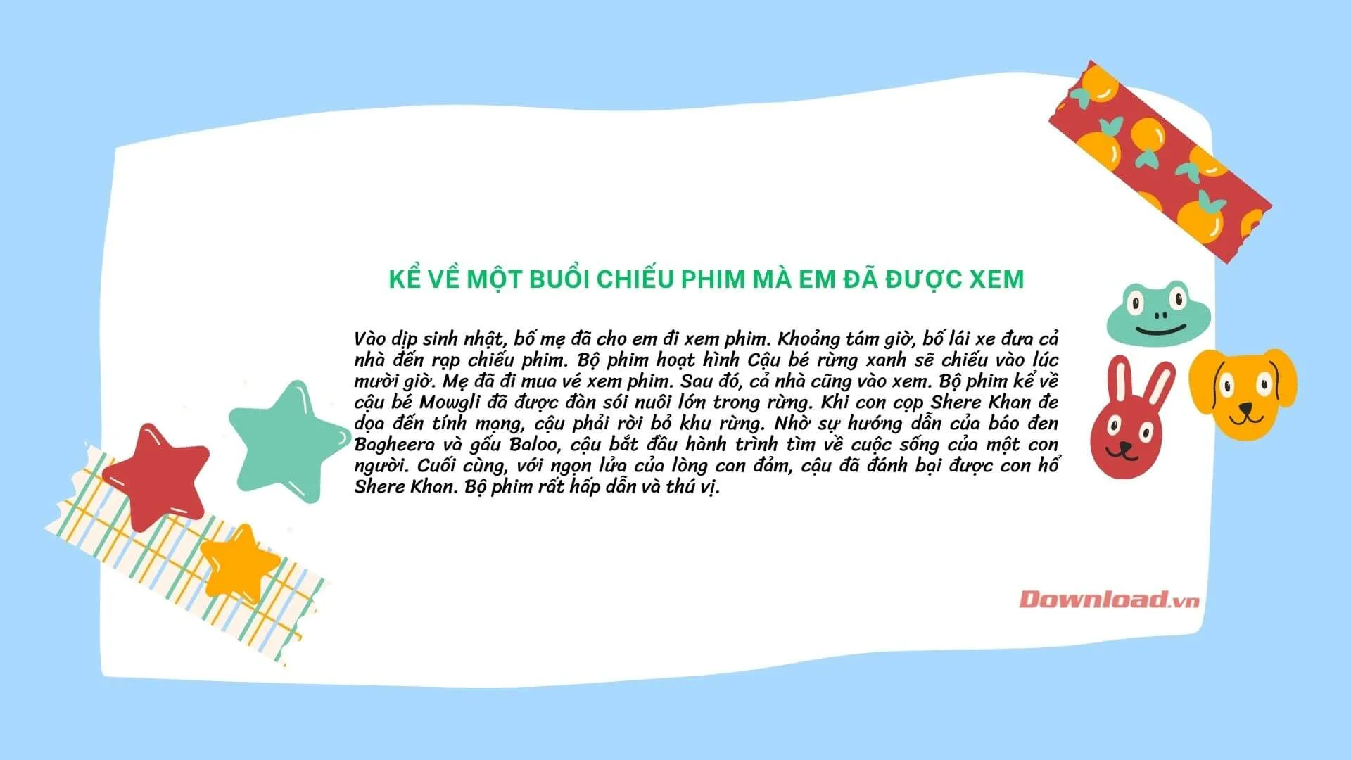 Tập làm văn lớp 3: Viết đoạn văn kể về một buổi chiếu phim mà em đã được xem