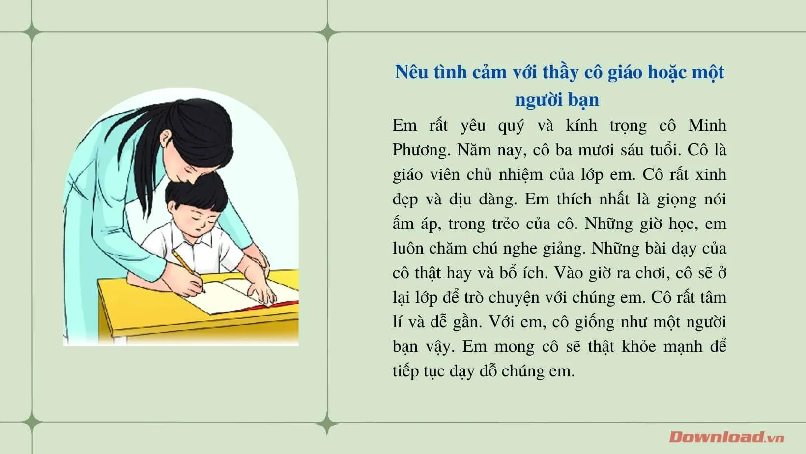 Tập làm văn lớp 3: Viết đoạn văn nêu tình cảm với thầy cô giáo hoặc một người bạn