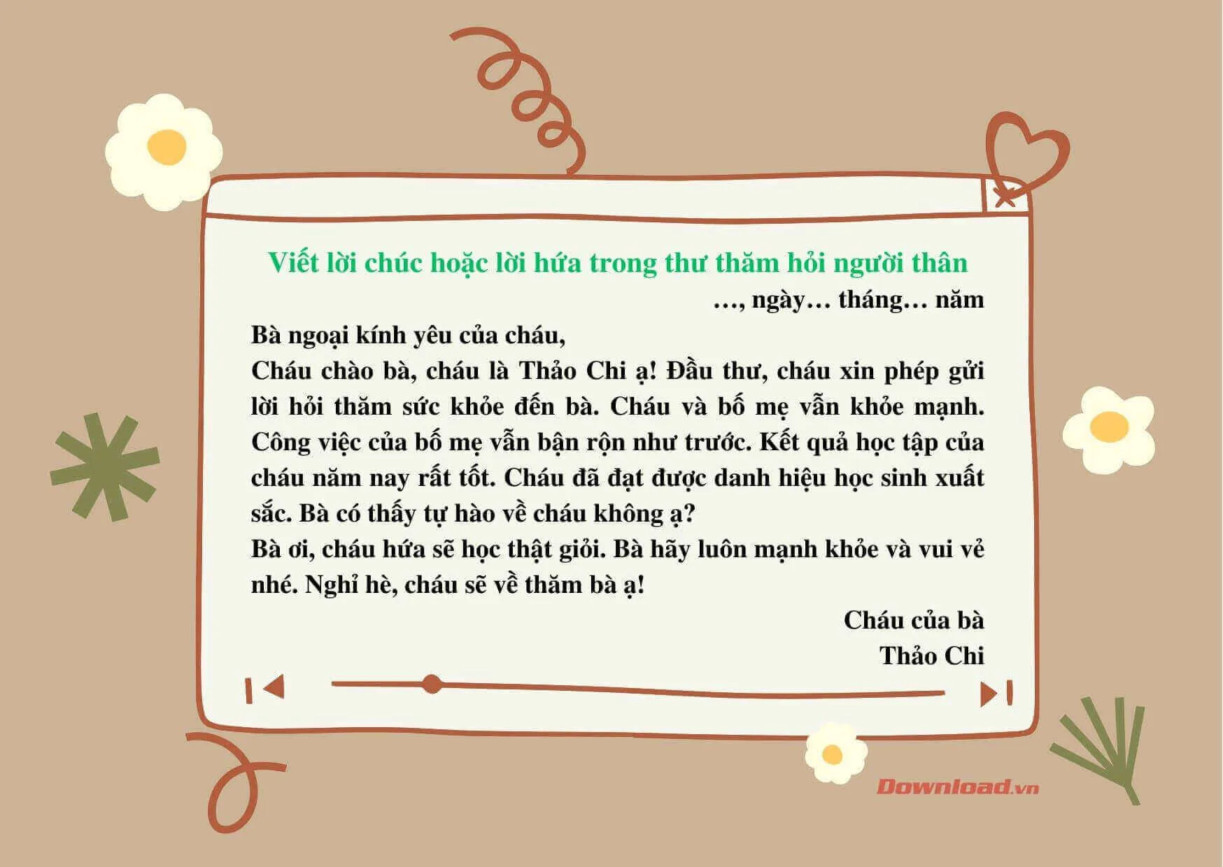 Tập làm văn lớp 3: Viết lời chúc hoặc lời hứa trong thư thăm hỏi người thân