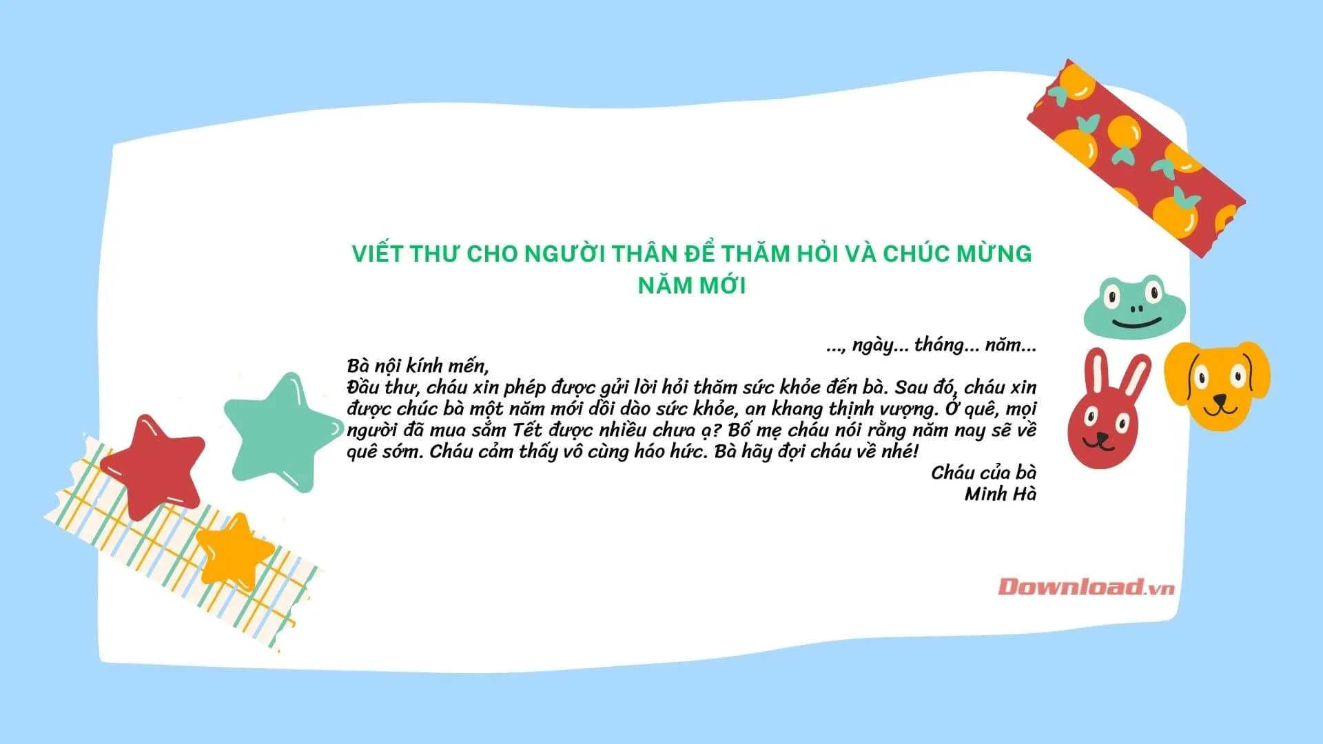 Tập làm văn lớp 3: Viết thư cho người thân để thăm hỏi và chúc mừng năm mới (8 mẫu)