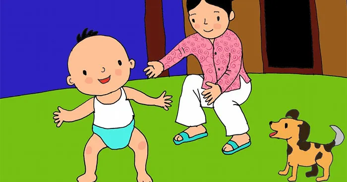 Tập làm văn lớp 5: Dàn ý tả em bé đang tuổi tập nói tập đi (6 mẫu)