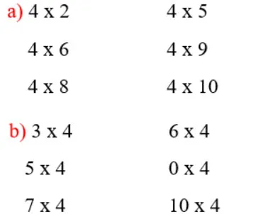 Toán 3: Bảng nhân 4