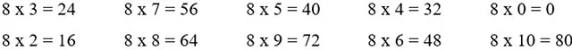 Toán 3: Bảng nhân 8