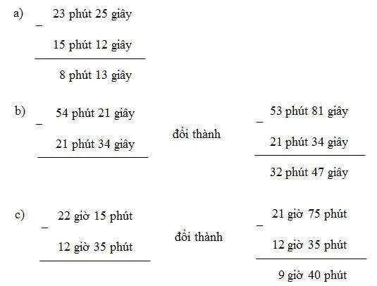 Toán lớp 5: Trừ số đo thời gian trang 132